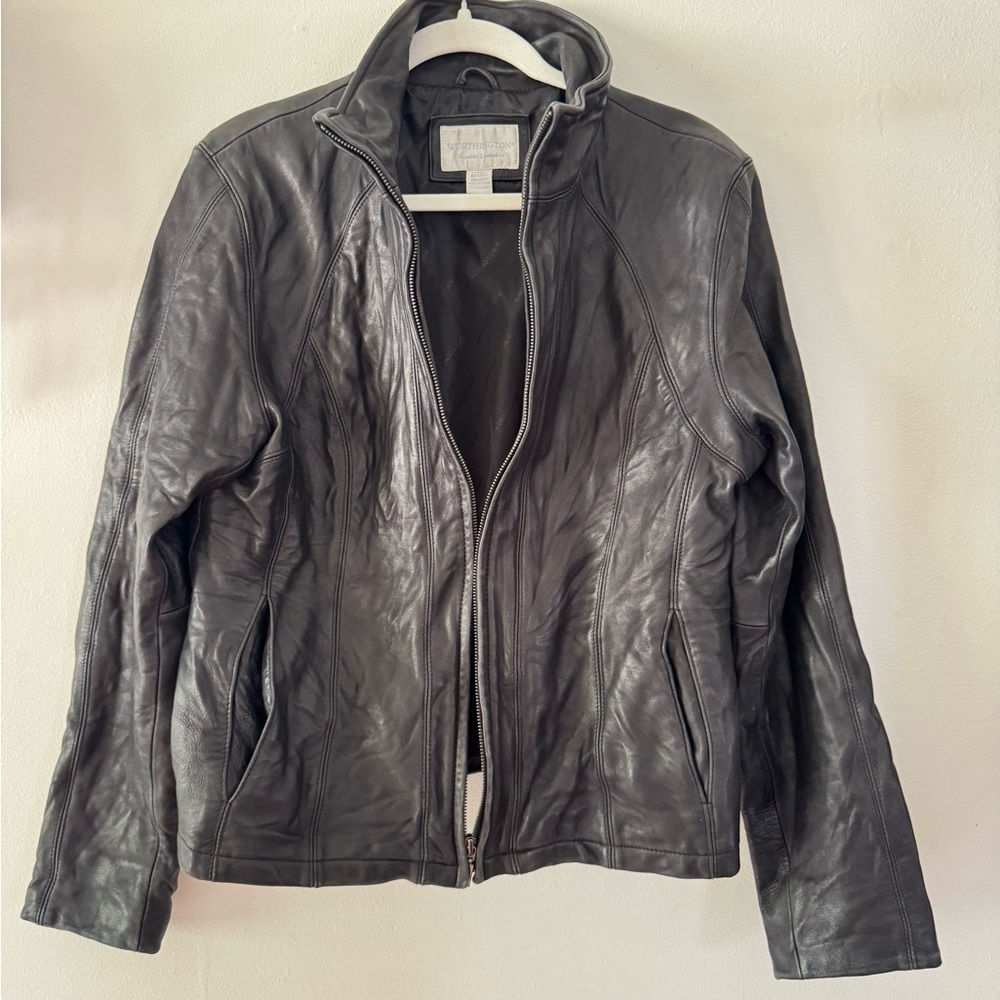 Worthington Charcoal Leather Jacket